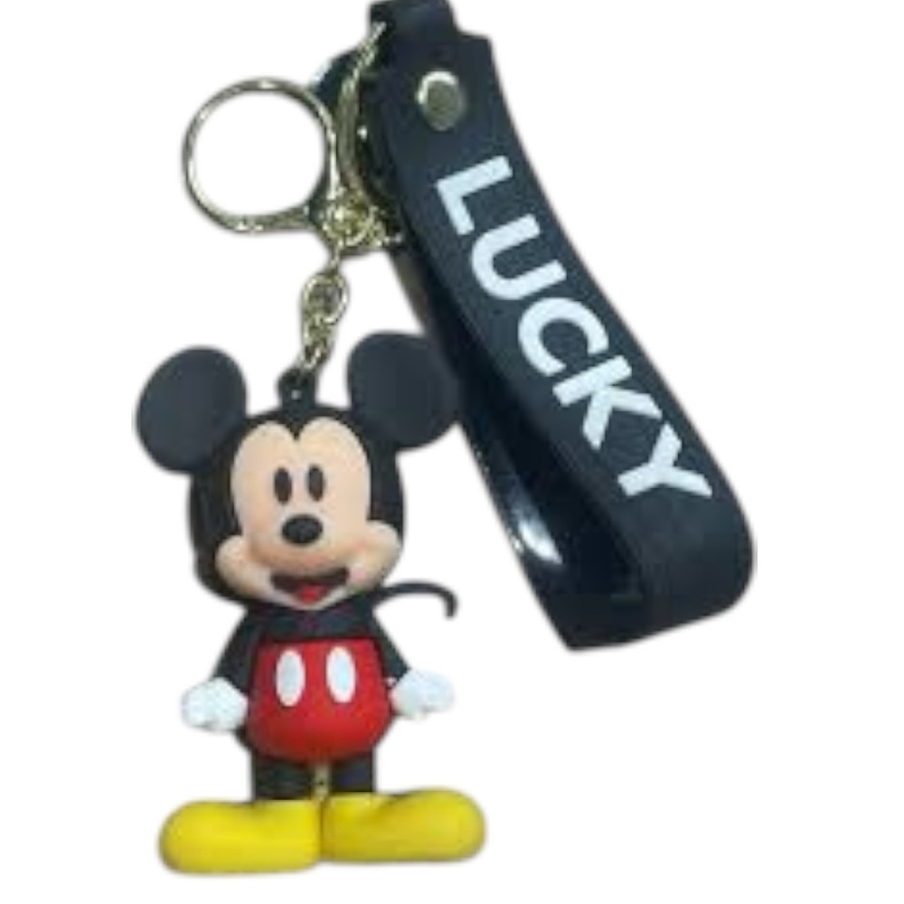 🐭 SALE! Mickey Mouse Keychain with Red and Yellow Accents on a black strap